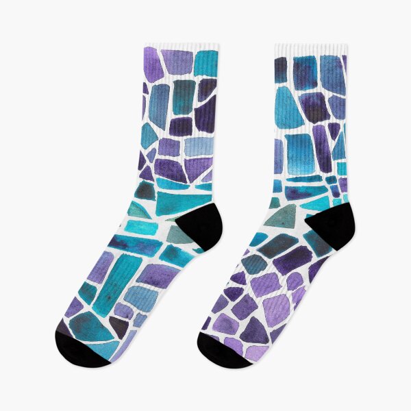 Item preview, abstract background of geometric shapes painted with watercolor blue, purple, green triangles designed and sold by mudenk.