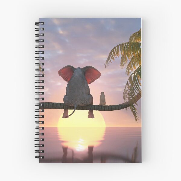 Item preview, elephant and dog sit on a palm tree on the beach designed and sold by Mike Kiev art.