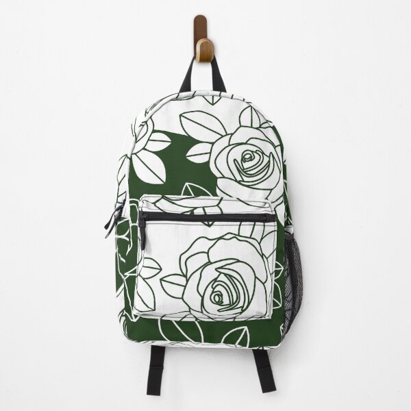 Item preview, Minimalist Floral Line Art Pattern | Roses with Leaves | Duotone Dark Green & White designed and sold by ukoko.