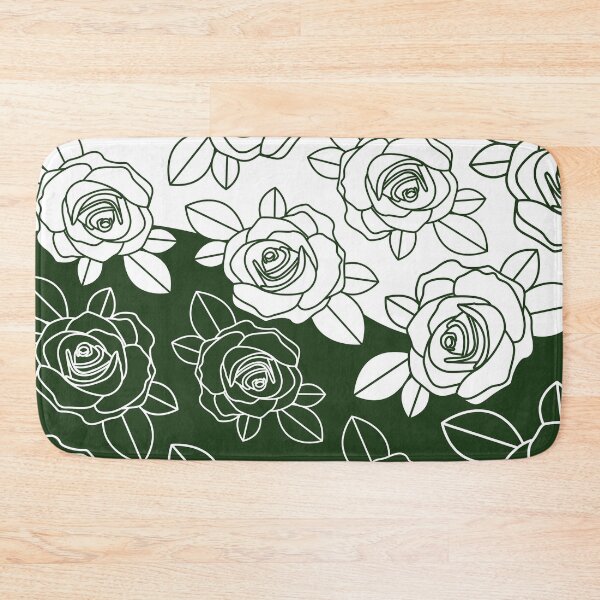 Item preview, Patrón de arte de línea floral minimalista | Rosas con hojas | Duotone verde oscuro y blanco designed and sold by ukoko.