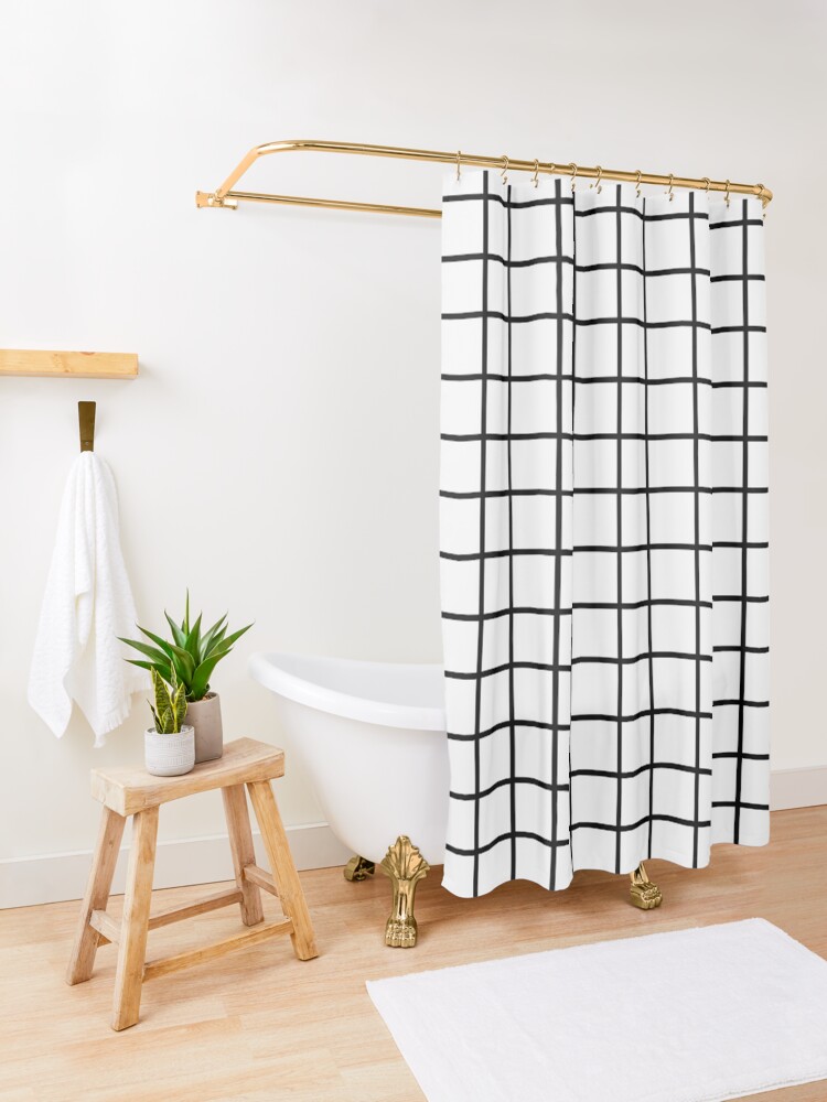 Cortina de ducha de tela en blanco y negro, cortinas de ducha modernas de  tela de bloque de color para baño, cortinas de baño de poliéster