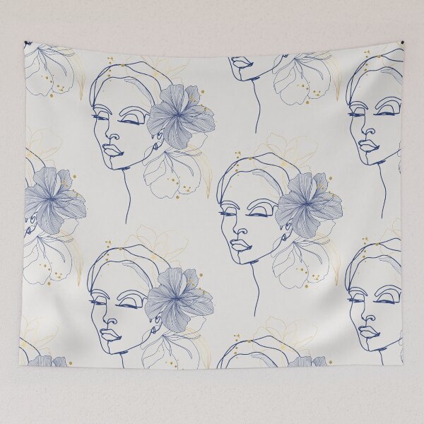 Item preview, Women Portrait with Flowers Nymph Line Art  designed and sold by HerMindSpeaks.