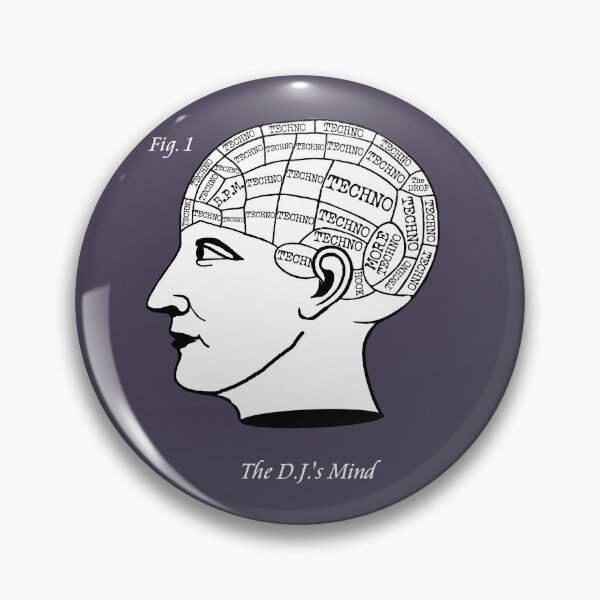 Item preview, The DJ's Mind - Techno Music Phrenology designed and sold by WibbleDesign.