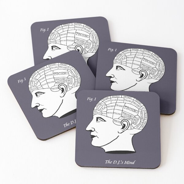 Item preview, The DJ's Mind - Techno Music Phrenology designed and sold by WibbleDesign.