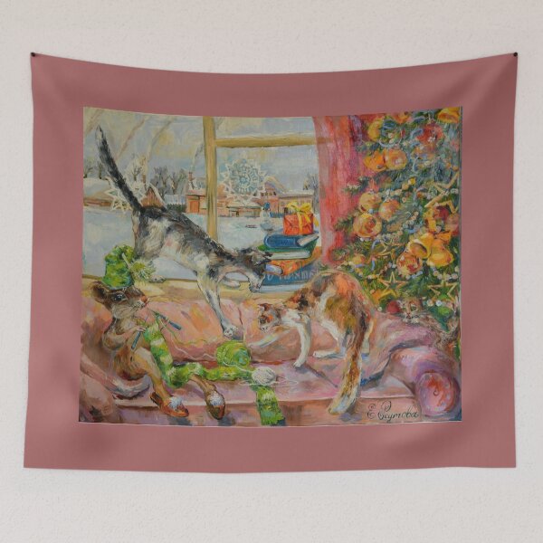 Item preview, Christmas cats. Picture of a festive atmosphere and joy. designed and sold by Elena Reutova.