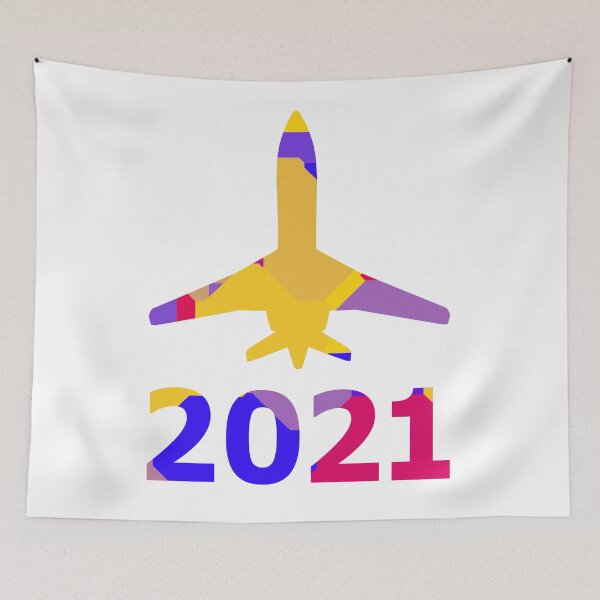 Item preview, Colorful silhouette of a commercial airplane taking off designed and sold by MIRO3D.