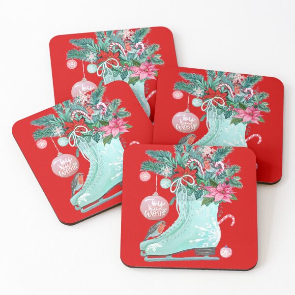 Item preview, Robin and ice skates with candy canes, poinsettia and robins designed and sold by MagentaRose.