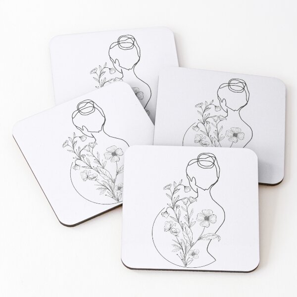 Item preview, Women Portrait with Flowers and Butterflies Nymph Line Art designed and sold by HerMindSpeaks.