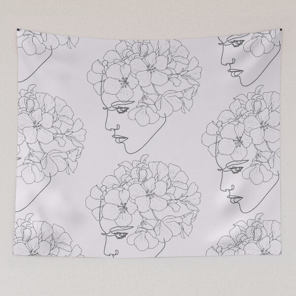Item preview, Women Face with Flowers Nymph Line Art  designed and sold by HerMindSpeaks.