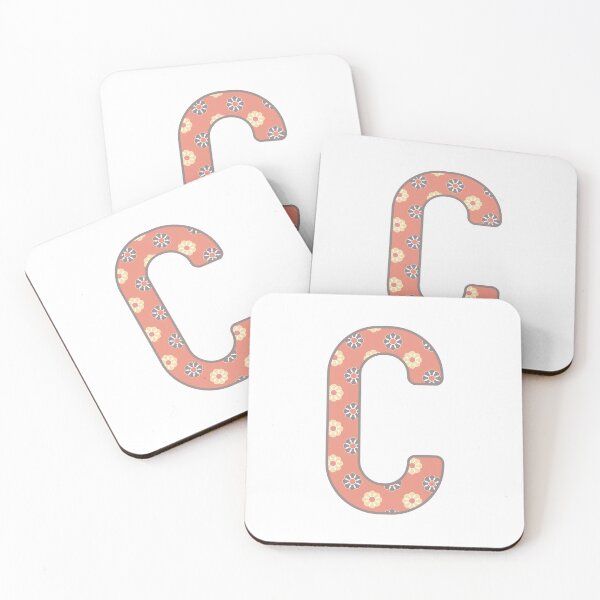 Item preview, MONOGRAM LETTER C PINK FLORAL TYPOGRAPHY DESIGN designed and sold by RhubarbMyrtle.