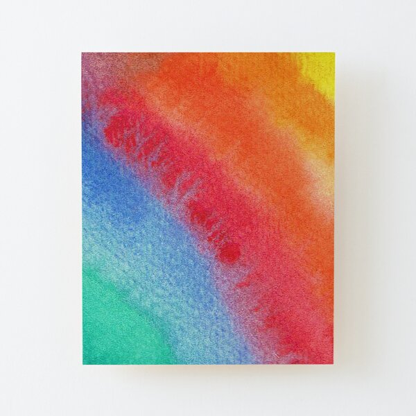 Rainbow Watercolour for Positivity and Joy Wood Mounted Print