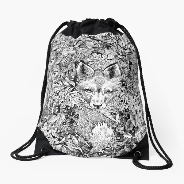 Hiding fox Drawstring Bag