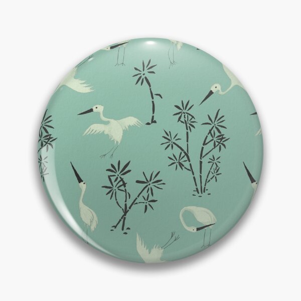 Item preview, Motif of a Celadon vase with bamboo and cranes designed and sold by LeahHa.