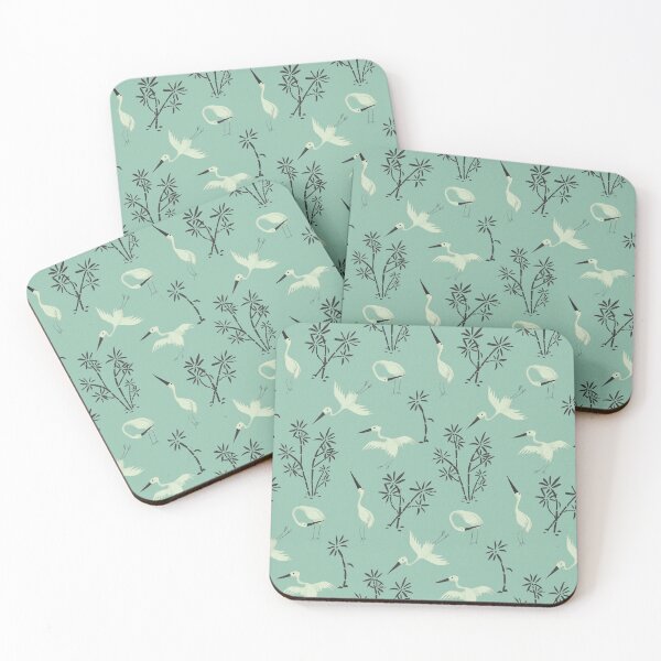 Item preview, Motif of a Celadon vase with bamboo and cranes designed and sold by LeahHa.