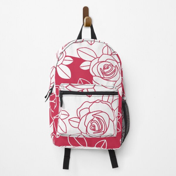Item preview, Minimalist Floral Line Art Pattern | Roses with Leaves | Duotone Pink Magenta & White designed and sold by ukoko.