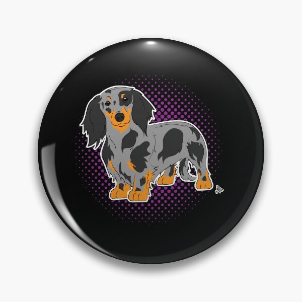 Item preview, Dachshund longhaired silver dapple COMIC style designed and sold by LeChienArtistiQ.