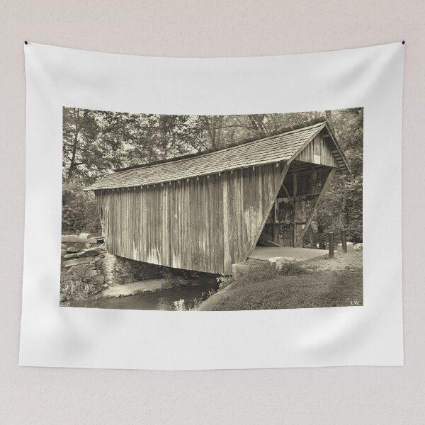 Item preview, Stovall Mill Covered Bridge Black And White 2 designed and sold by LisaWootenPhoto.