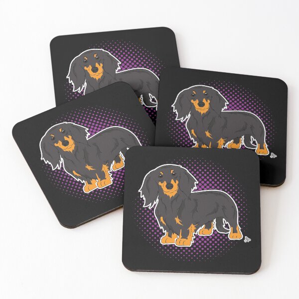 Item preview, Dachshund longhaired black&tan COMIC style designed and sold by LeChienArtistiQ.