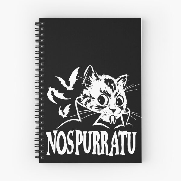 Item preview, NosPURRatu Nosferatu Kitty with fangs Vampire Cat and flying bats designed and sold by SpreadForSatan.