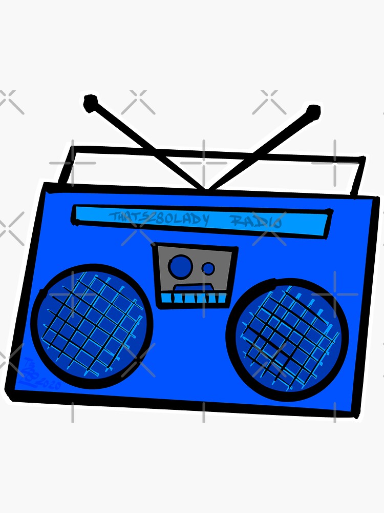 Thumbnail 3 of 3, Sticker, Blue Boombox designed and sold by that5280lady.