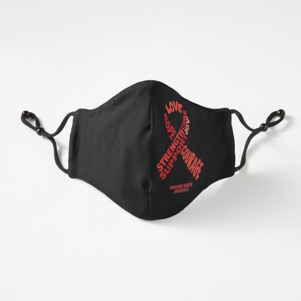 Kawasai Disease Awareness - Red Awareness Ribbon With Words Fitted 3-Layer