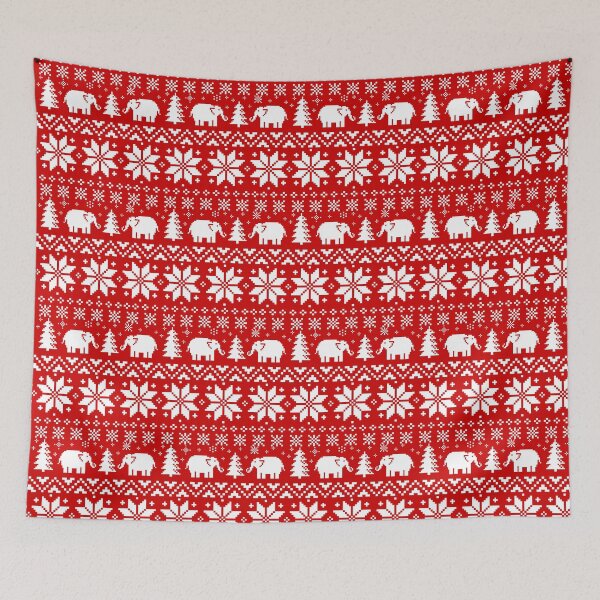 Item preview, Cute Elephants Red and White Christmas Holiday Pattern designed and sold by Jenn Inashvili.