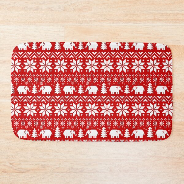 Item preview, Cute Elephants Red and White Christmas Holiday Pattern designed and sold by Jenn Inashvili.