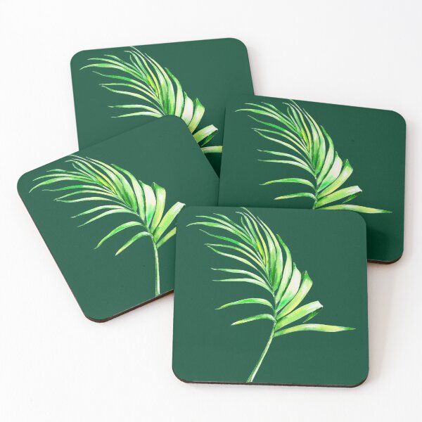 Item preview, Tropical palm leaf sticker on the green background designed and sold by sentimentalica.