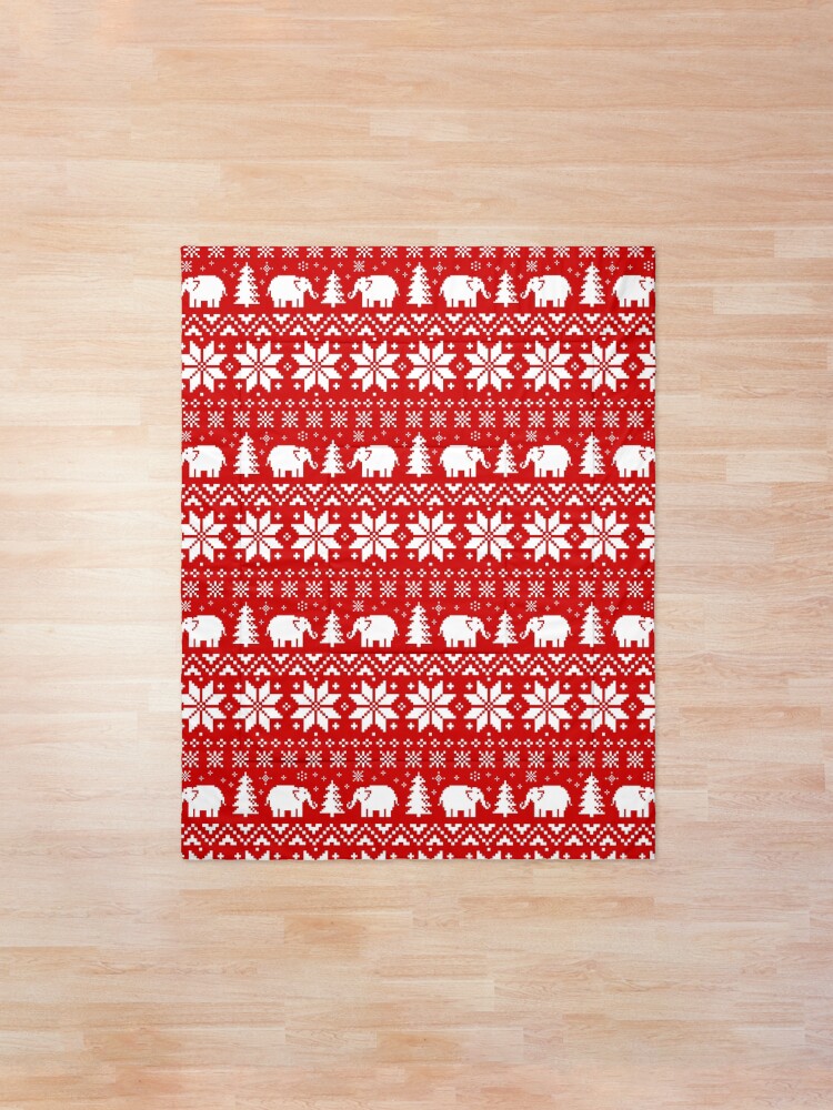 Alternate view of Cute Elephants Red and White Christmas Holiday Pattern Comforter