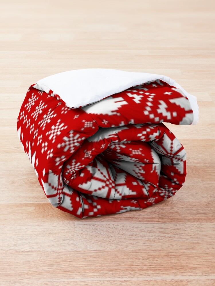 Alternate view of Cute Elephants Red and White Christmas Holiday Pattern Comforter