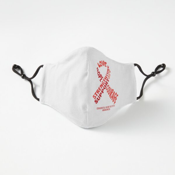 Congenital Heart Defect Awareness - Red Awareness Ribbon With Words Fitted 3-Layer