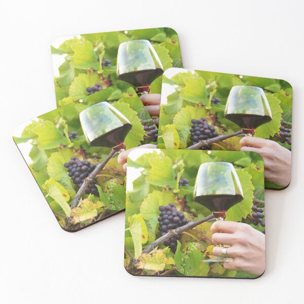 Item preview, Glass of red wine in the vineyard designed and sold by wineandwords.