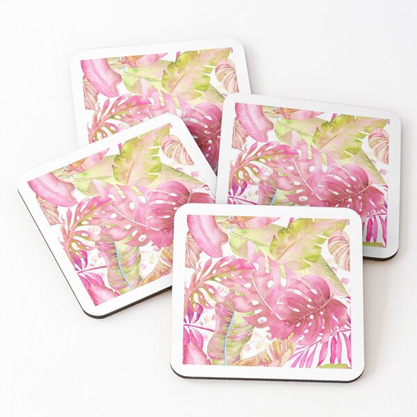 Item preview, Hawaiian Jungle Tropical Foliage, Raspberry pink Lemongrass Green designed and sold by PixDezines.