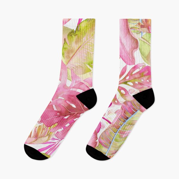 Item preview, Hawaiian Jungle Tropical Foliage, Raspberry pink Lemongrass Green designed and sold by PixDezines.