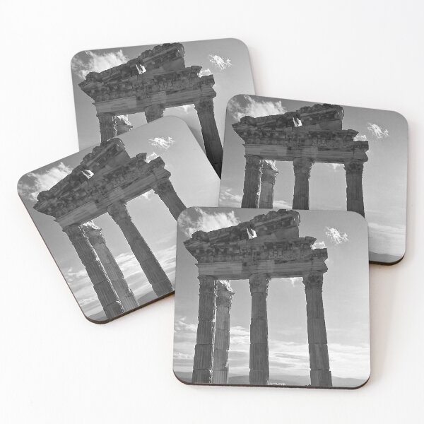 Item preview, Ruins and Columns in Temple of Trajan, Acropolis of Pergamon, Turkey B&W designed and sold by Ksaavet.