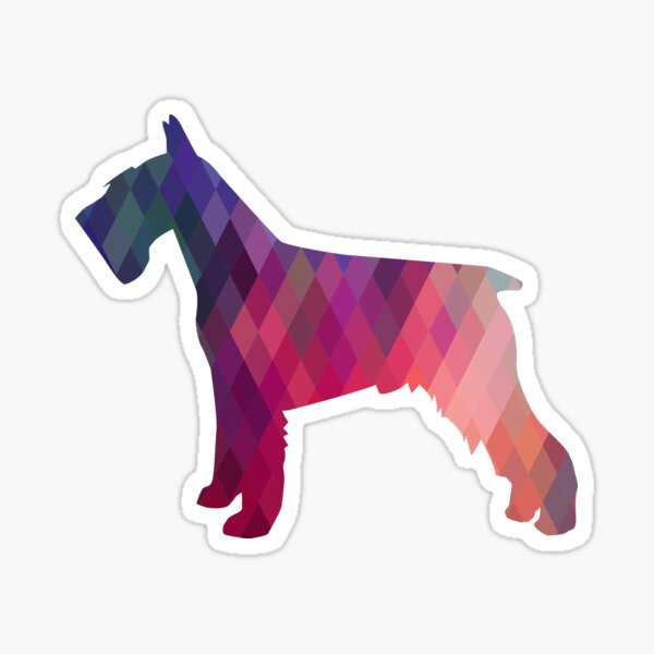 Schnauzer - Colorful Geometric Pattern Silhouette - pink Sticker