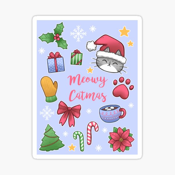 Item preview, Xmas Kitty / Meowy Catmas / Bleu designed and sold by kattvalk.