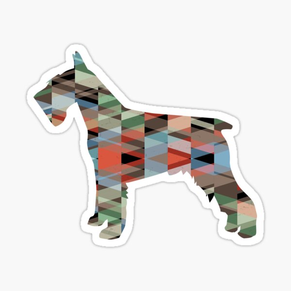 Schnauzer - Colorful Geometric Pattern Silhouette - plaid Sticker