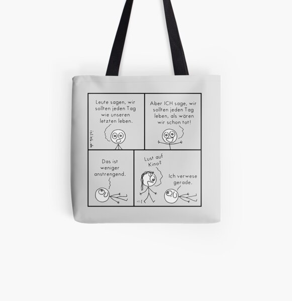 Lebensphilosophie islieb-Comic Allover-Print Tote Bag