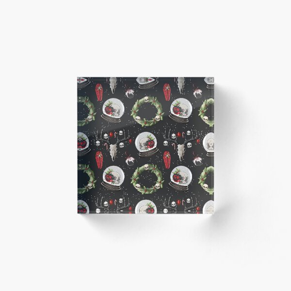 Creepy Christmas Reindeer and Snowglobes Acrylic Block