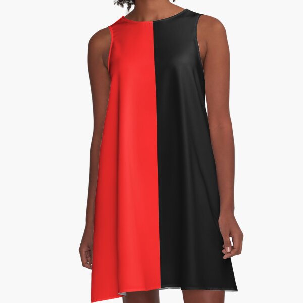 half red half black dress