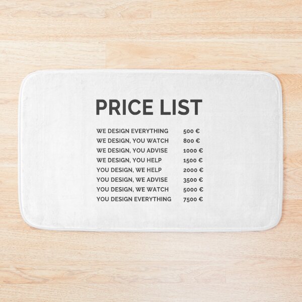 Item preview, design price list designed and sold by FunnyGrief.