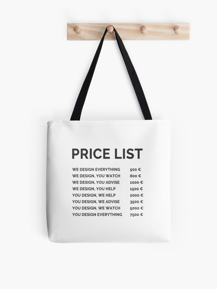 design price list | Tote Bag