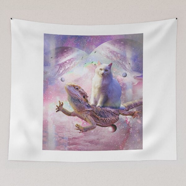 Item preview, Space Cat Riding Bearded Dragon Lizard designed and sold by SkylerJHill.