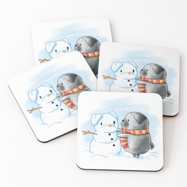 Item preview, Black Pug Snowman designed and sold by Kimble & Co.