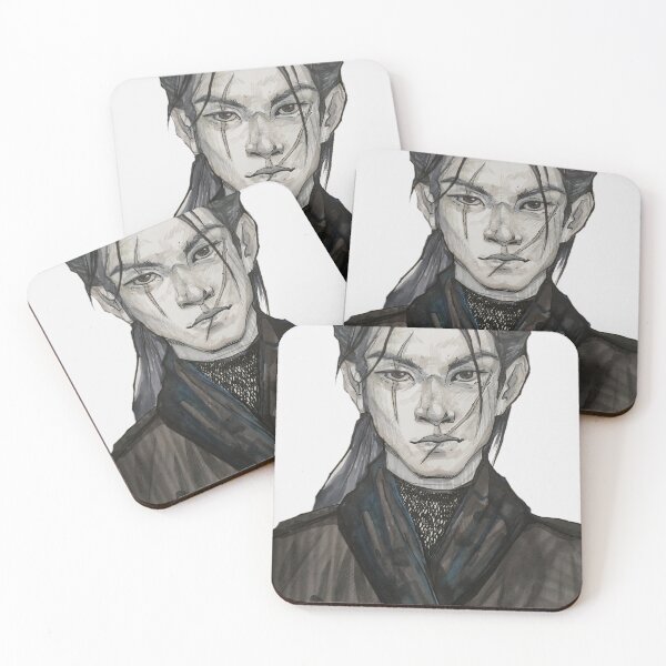 Item preview, Samurai with a scar on his face. young asian guy painted portrait. guy with long hair designed and sold by mudenk.