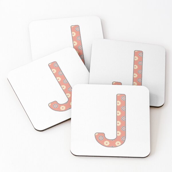 Item preview, MONOGRAM LETTER J PINK FLORAL TYPOGRAPHY DESIGN designed and sold by RhubarbMyrtle.
