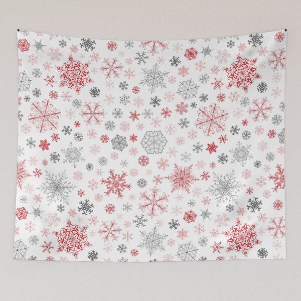 Aperçu de l'œuvre Motif de flocon de neige gris hiver rouge créée et vendue par smashingarb.