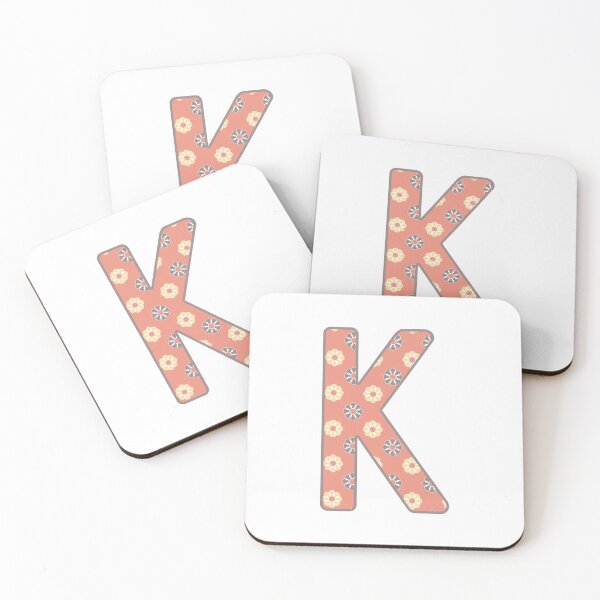Item preview, MONOGRAM LETTER K PINK FLORAL TYPOGRAPHY DESIGN designed and sold by RhubarbMyrtle.