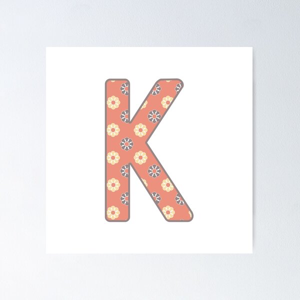 Item preview, MONOGRAM LETTER K PINK FLORAL TYPOGRAPHY DESIGN designed and sold by RhubarbMyrtle.